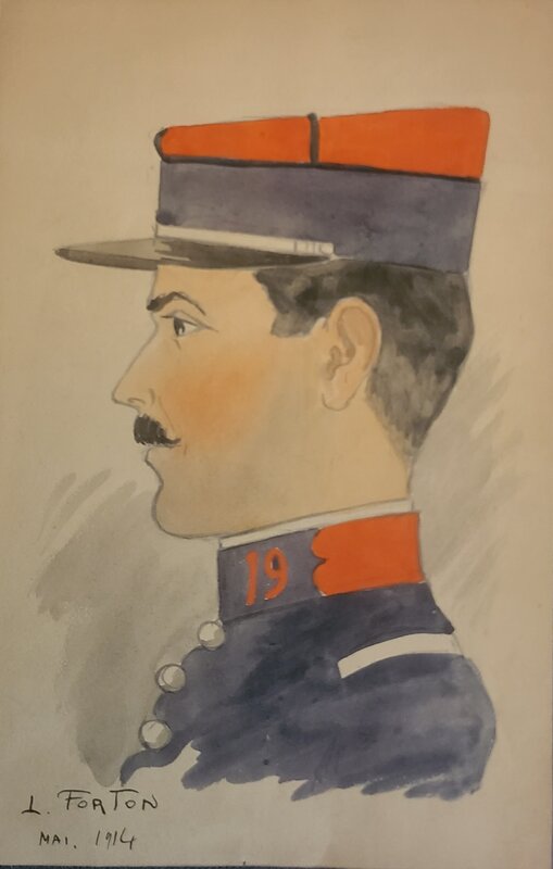 Louis Forton, Portrait d'un officier - Original Illustration