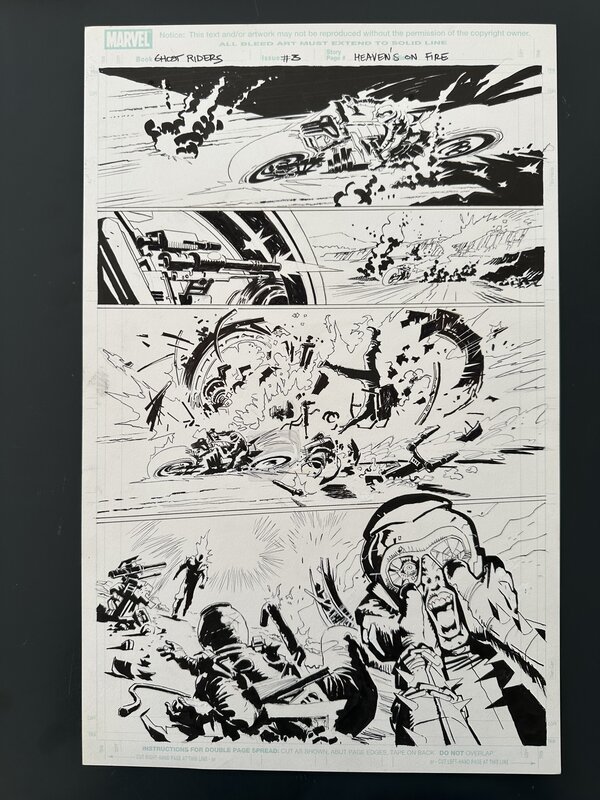 En vente - Planche Originale  Roland Boschi Ghost Rider : Heaven's on Fire #3 page 18 44X23 cm - Planche originale