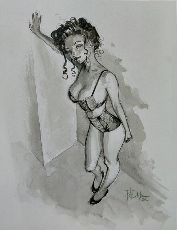 Pin-up en plongée par Jean-Baptiste Andréae - Illustration originale