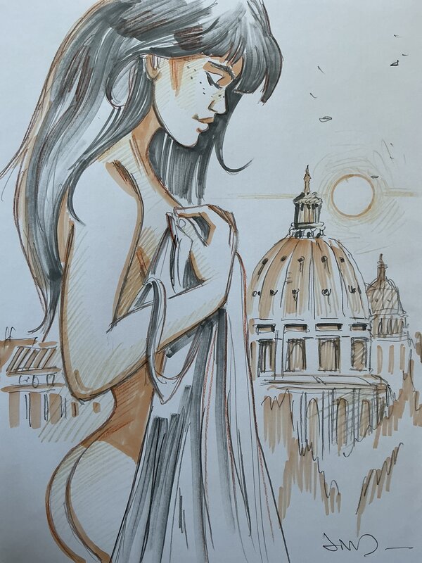 Jim, Une nuit à Rome - Marie et le dôme de St Pierre - Original Illustration