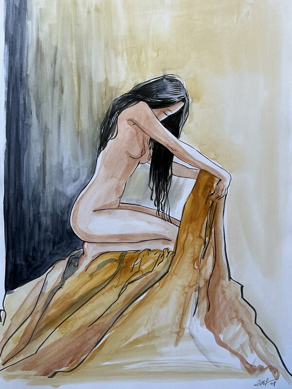 Nu au drap jaune par Soo-Chul Jung - Illustration originale