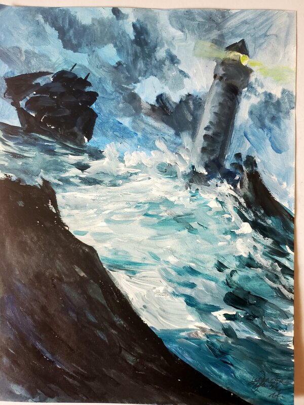 Gwendal Lemercier, LE PHARE    couleur directe - Illustration originale