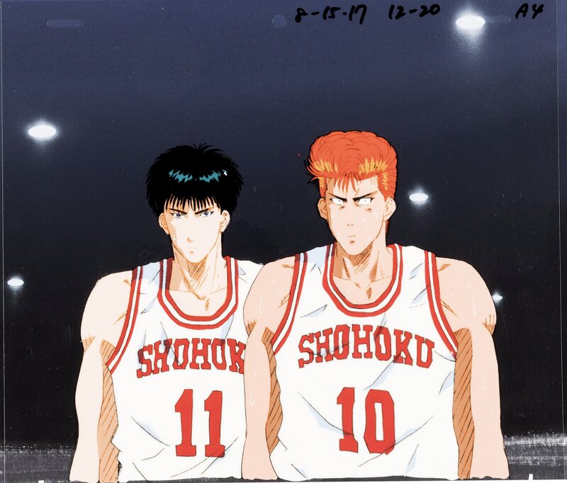 Inoue Takehiko, Nobutaka Nishizawa, Slam Dunk, Le véritable talent de l’As de Shoyo, Fujima, cellulo original de production de Hanamichi Sakuragi et Kaede Rukawa et - Original art