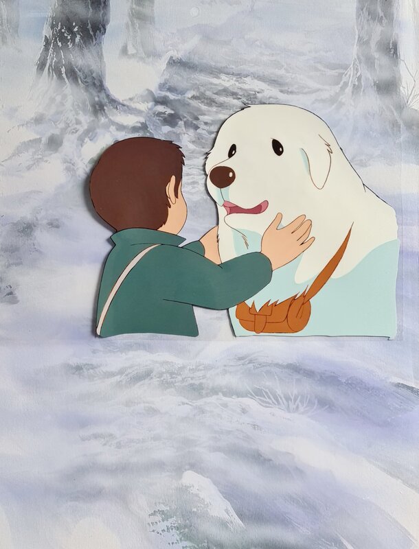 Cécile Aubry, Kenji Hayakawa, Belle et Sébastien, Belle et Sébastien, celulo et fond de production orignaux  (MK Company 1981-1982) - Original art