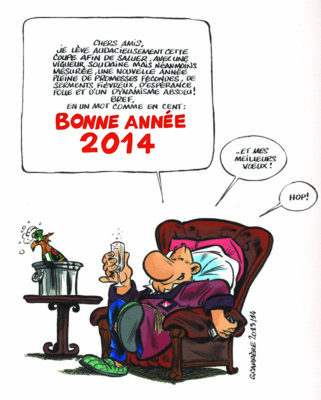 En vente - Carte de vœux 2014 par Serge Carrère - Planche originale