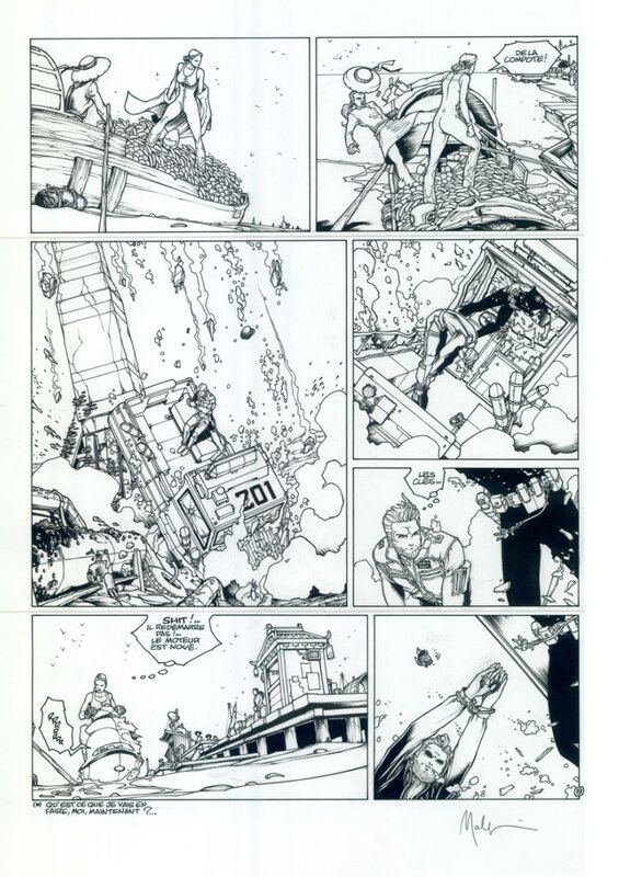 En vente - <Golden city par Nicolas Malfin - Planche originale