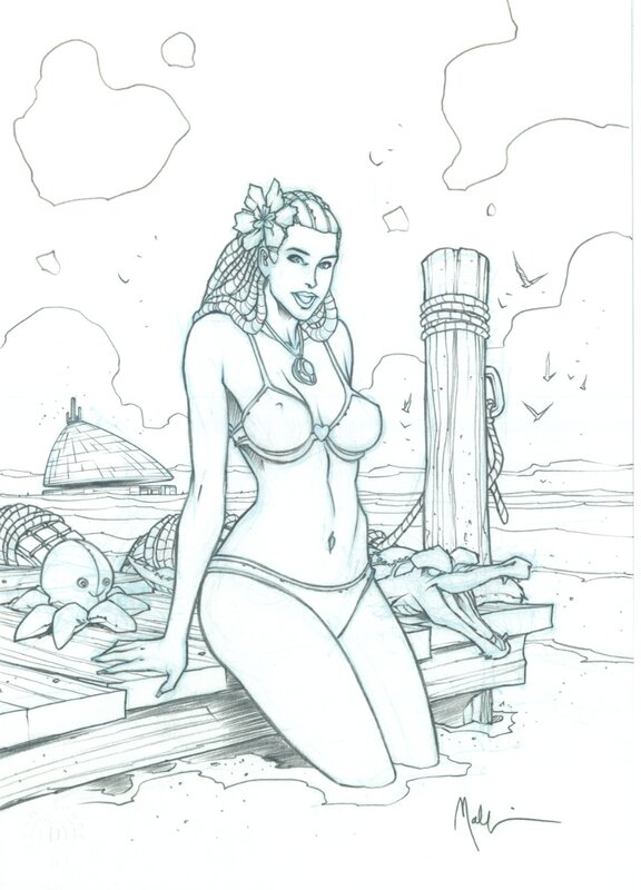 En vente - Golden city par Nicolas Malfin - Illustration originale