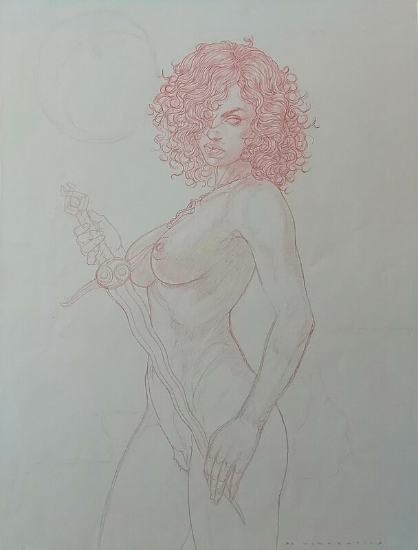 Adriano De Vincentiis, Guerrière ( grand format ) - Original Illustration