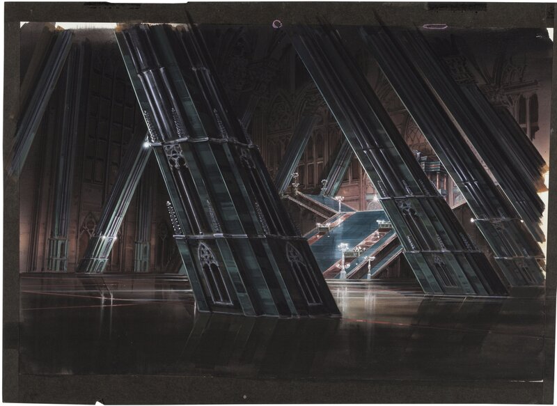 Yoshiaki Kawajiri, Vampire Hunter D Bloodlust, Castle of Chaythe, fond de production original et layout de production imprimé (Madhouse, 2000). - Original art