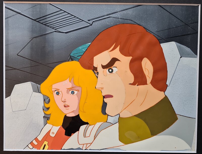 Katsumata Tomoharu, Capitaine-Flam, Capitaine Flam et Joan Randall, cellulo et fond de production originaux (Toei Animation, 1978-1979) - Original art