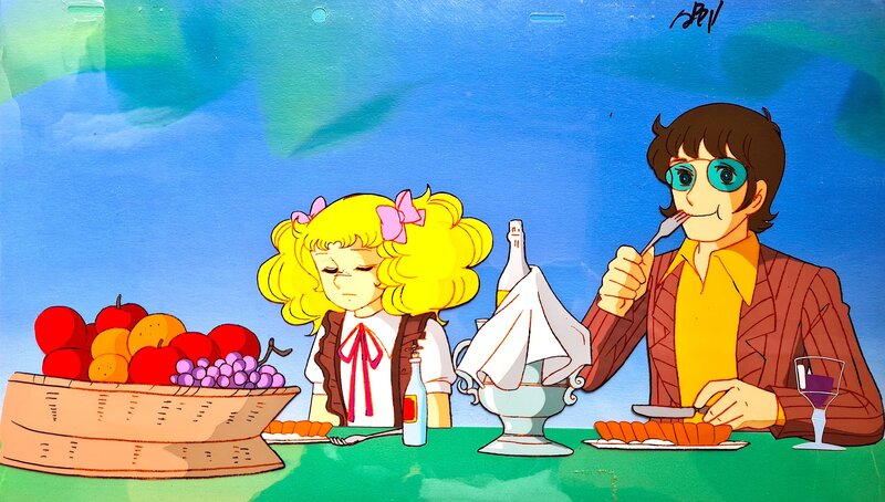 Yumiko Igarashi, Kyōko Mizuki, Candy Candy, Candy, Alistair, cellulo panoramique et fond de production originaux (Toei Animation, 1976-1979) - Œuvre originale