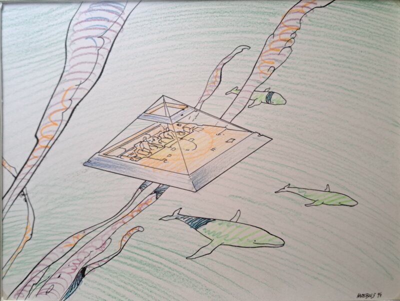 Moebius, Incal ILLUSTRATION ORIGINALE INEDITE EN COULEUR - Planche originale