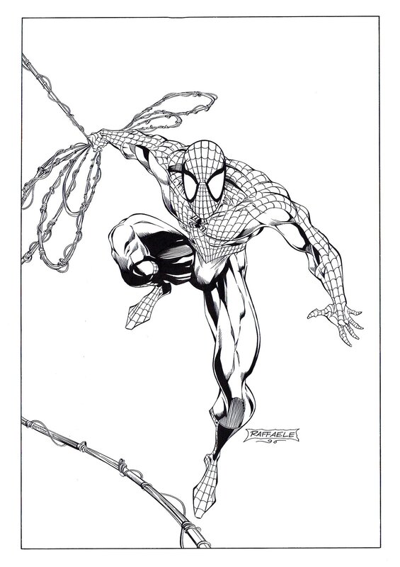 Stefano Raffaele, Steve Ditko, Stan Lee, Raffaele, illustration de Spider-Man, 1996. - Illustration originale