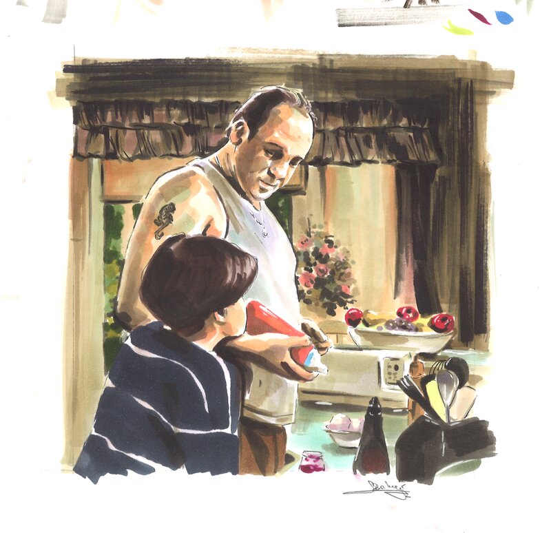 En vente - Sylvain Bordesoules. Les Sopranos - Illustration originale