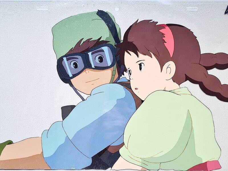 Hayao Miyazaki, Le Château dans le ciel, Pazu, Sheeta, Cellulo de production original 3 couches avec Certificat (Gibli, 1986) - Original art
