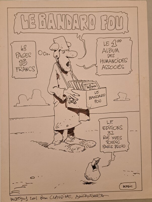Le BANDARD FOU PUB HUMANO ANNEES 70 MOEBIUS SIMILAIRE A LA COUVERTURE - Planche originale