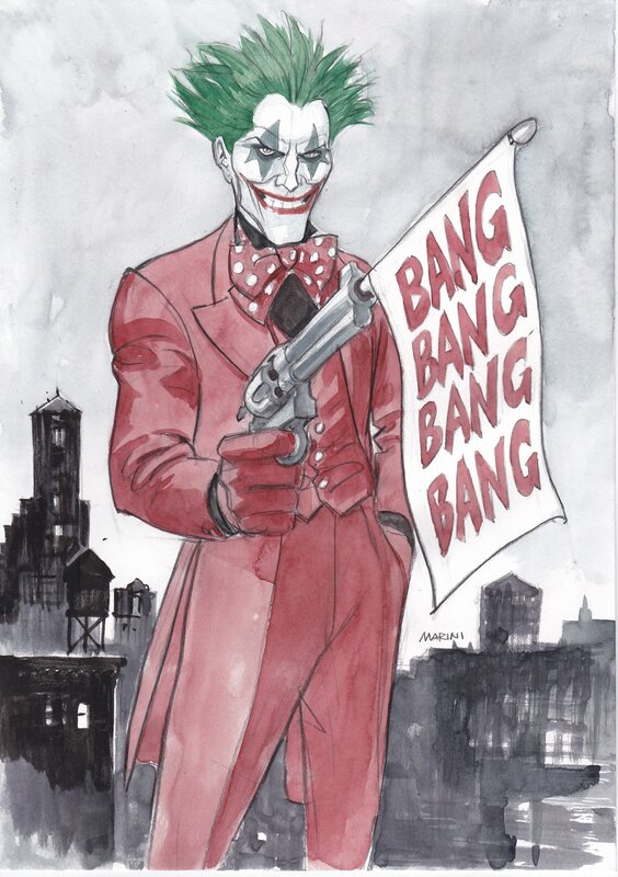 Enrico Marini, The joker with fake gun - Comic Strip