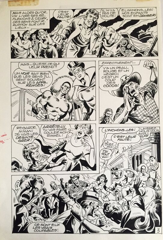 En vente - Franco Oneta, Jean-Yves Mitton, Franck Honest, Jacques Lennoz, Jack Lenoz, Oneta, Mustang#9, La guerre des Gronz, épisode inédit, planche n°3, Mustang#62, 1981. - Planche originale