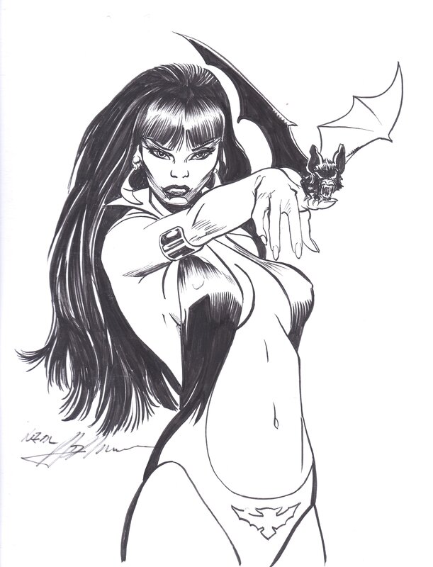 Vampirella with bat by Neal Adams - Original Illustration
