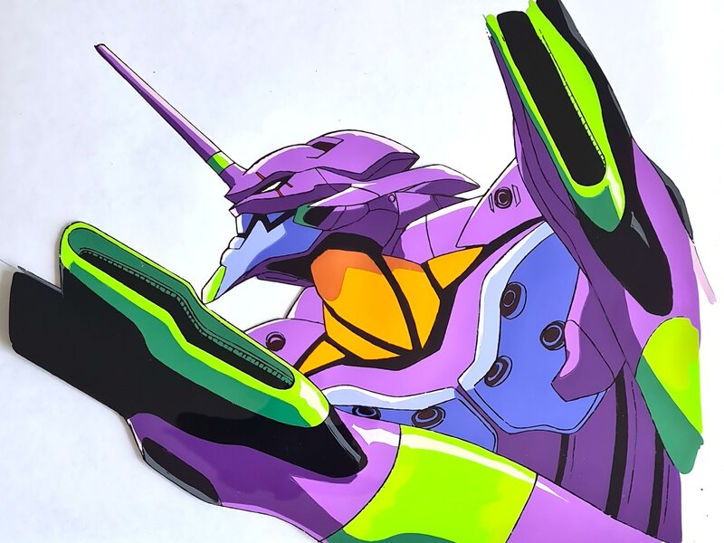 Hideaki Anno, Neon Genesis Evangelion, Eva Unit 01, cellulo de production original  (Gainax, c. 1995-1996) - Original art