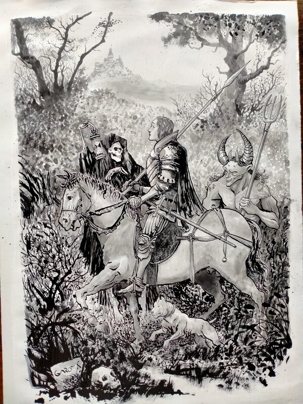 For sale - Davide Garota, Le chevalier, la mort et le diable - Original Illustration