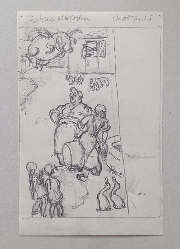 Gus Bofa - La buse et le cochon - Original Illustration