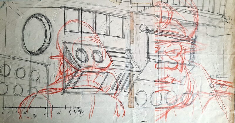 Leiji Matsumoto, Space Battleship Yamato Background layout - Sketch