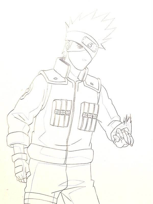 Hayate Dato, Naruto & Naruto- Shippuden - 1 Dessin d'animation original de Kakashi Hatake (Studio Pierrot, 2002-2007) - Sketch
