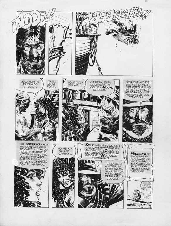 Enrique Breccia, Raíces de Misterio - Misterio y el Mar Cap.1 p.9 - Planche originale