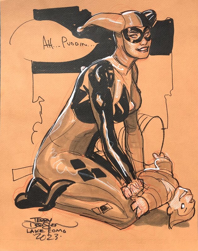 Terry Dodson, Harley Quinn with joker doll - Original Illustration
