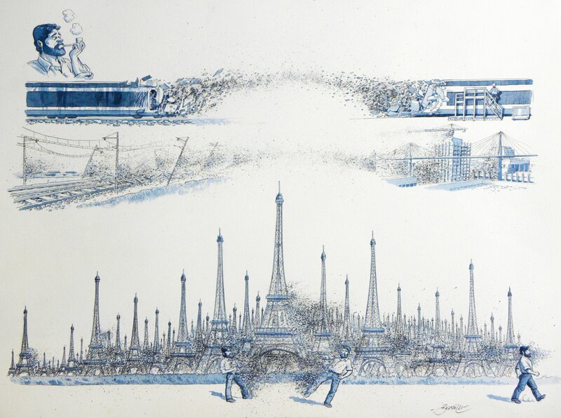 For sale - Llustration Originale – Festival Angoulême (2022) – Exposition Pavillon SNCF / Dominique BERTAIL - Original Illustration
