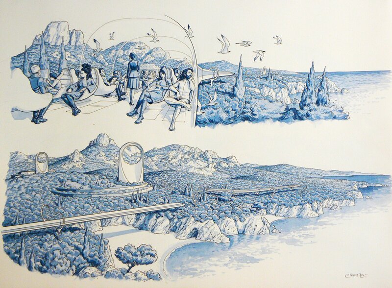 For sale - Llustration Originale – Festival Angoulême (2022) – Exposition Pavillon SNCF / Dominique BERTAIL - Original Illustration