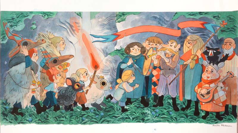 En vente - Amélie Flechais, Jonathan Garnier, Amélie Fléchais - Bergères Guerrières Les novices p.45-46 - Planche originale