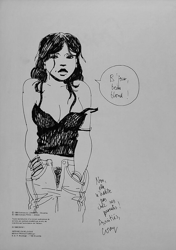 Cosey, Dédicace sur  TT.  L 'espace bleu entre les nuages. - Sketch