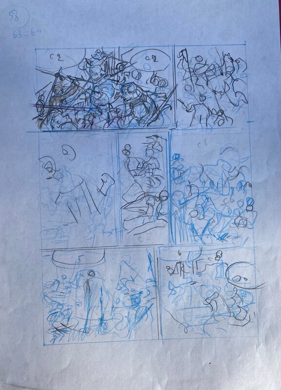 Olivier Pâques, storyboard original de la planche N°58, 