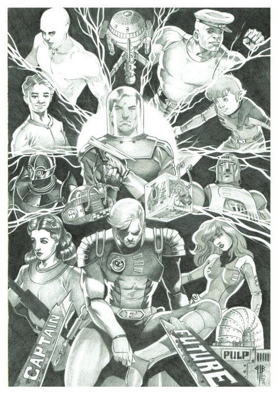 For sale - Philippe Bringel, Captain Future - Capitaine Flam - Original Illustration