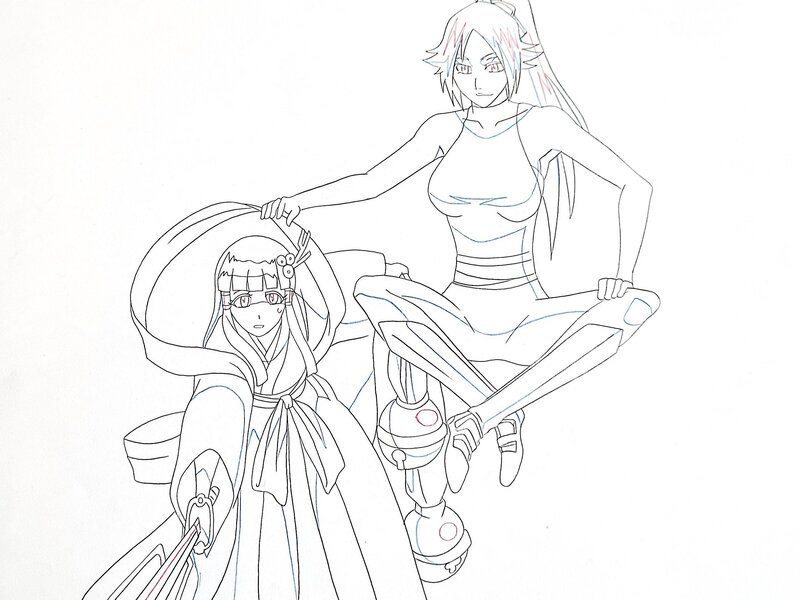 Tite Kubo, Noriyuki Abe, Bleach, Tobiume et Yoruichi Shihôin, ensemble d’une vingtaine de dôgas de production originaux (Studio Pierrot, 2004-2024) - Sketch