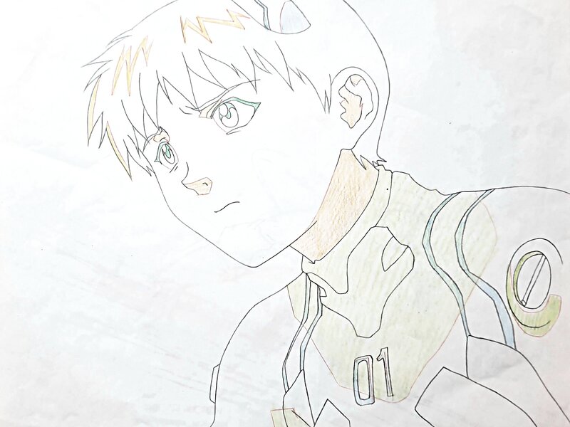 Hideaki Anno, Neon Genesis Evangelion Shinji Ikari dôga de production original (Studio Gainax 1995-1996) - Sketch