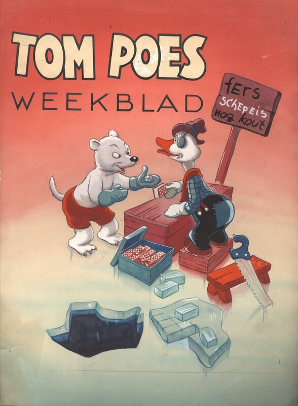 En vente - Marten Toonder, Tom Poes - cover Tom Poes Weekblad - Couverture originale