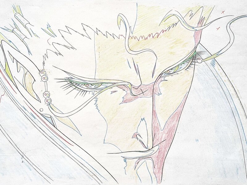 Yoshihaki kawajiri, Yoshitaka Amano, Vampire Hunter D Bloodlust Meier Link close up Doga A8 (Madhouse, 2000) - Sketch