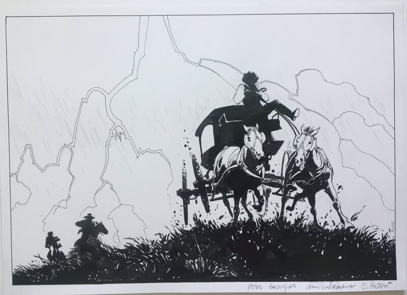 Christian Rossi, Jim Cutlass . La diligence - Original Illustration