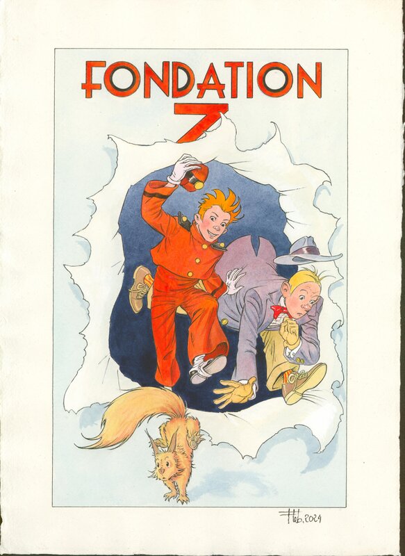 En vente - Fabrice Lebeault, Spirou et Fantasio crèvent l'écran - Illustration originale