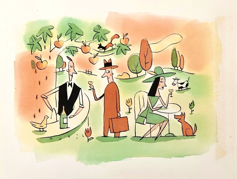 Scène de campagne par François Avril - Planche originale