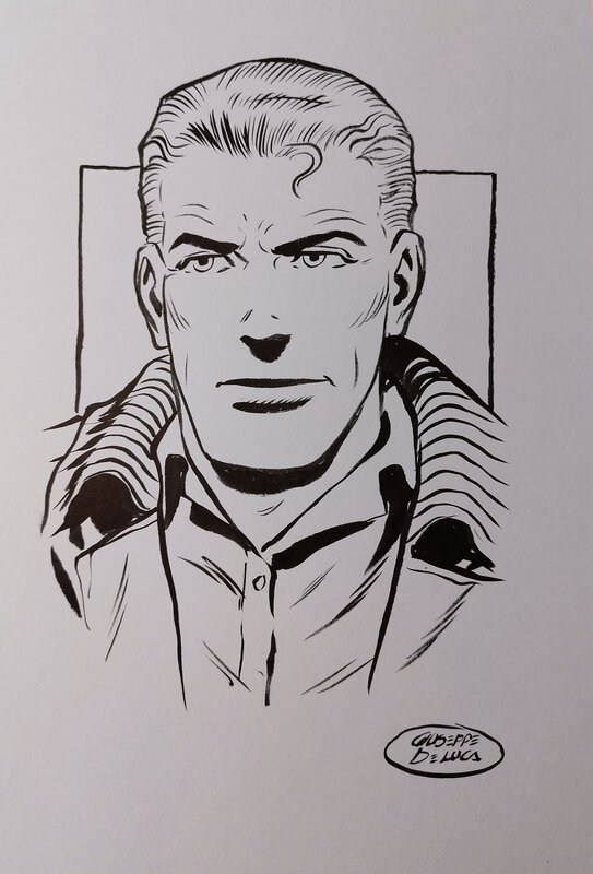 Giuseppe De Luca, Portrait Buck Danny noir & blanc - Comic Strip