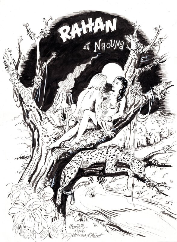 For sale - Rahan et Naouna by Marc Rouchairoles, André Chéret - Original Illustration