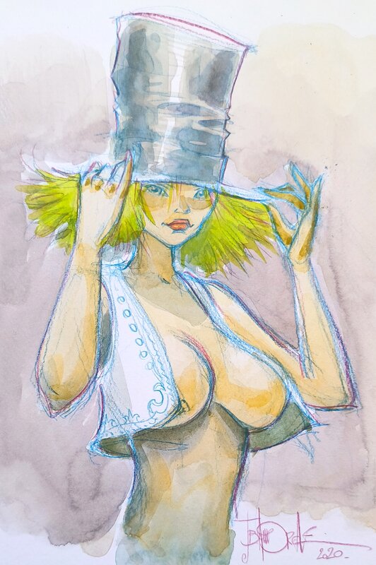 En vente - Jean-Baptiste Andréae, La femme au chapeau - publié dans Circus Girls - Illustration originale
