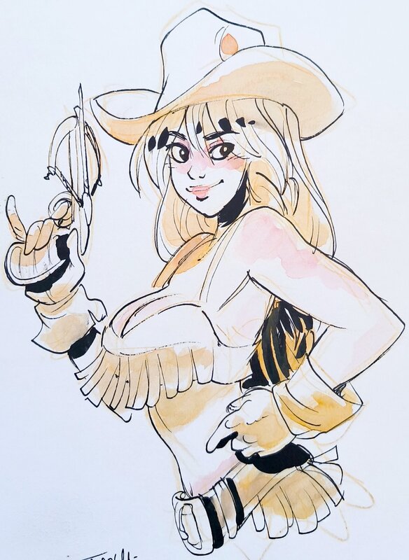 En vente - Fourmille - cowgirl par Alessandro Barbucci - Illustration originale