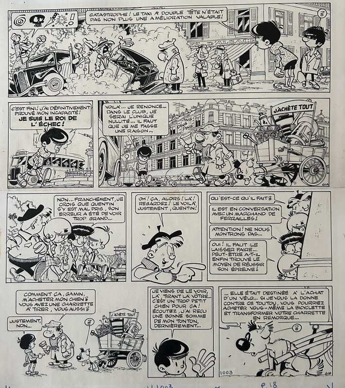 Greg, les As, 1er épisode, le jeu des cinq As, planche n°61, 1964. - Planche originale