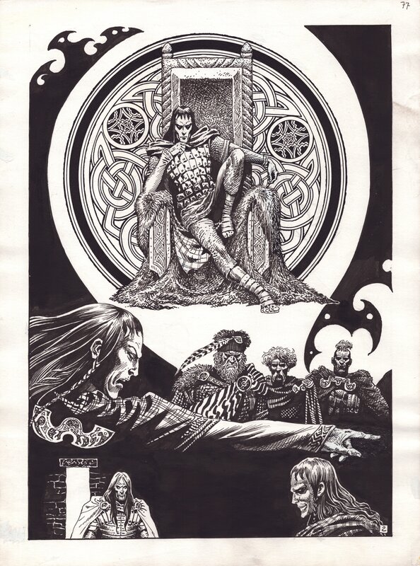En vente - Enrique Alcatena, Robin Wood, Merlin [chaptre 6] Morgan Le Fay - Planche originale