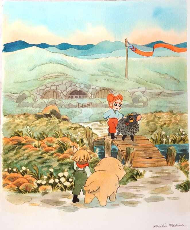En vente - Amélie Flechais, Jonathan Garnier, Amélie Fléchais - Bergères Guerrières Les novices p.7 - Illustration originale